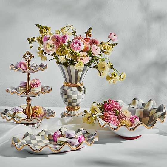 Sterling Check Ceramic Serving Platter