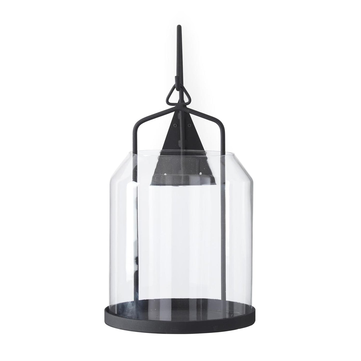 Textured Black Metal Lantern w/Wall Hanging Bracket