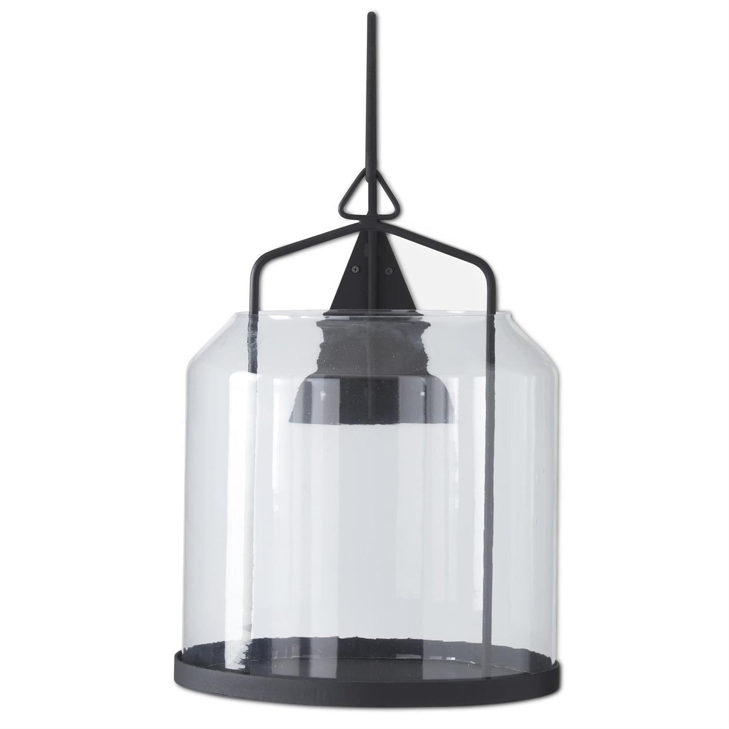 Textured Black Metal Lantern w/Wall Hanging Bracket