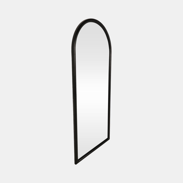 Thick Frame Arched Leaner Mirror, Black