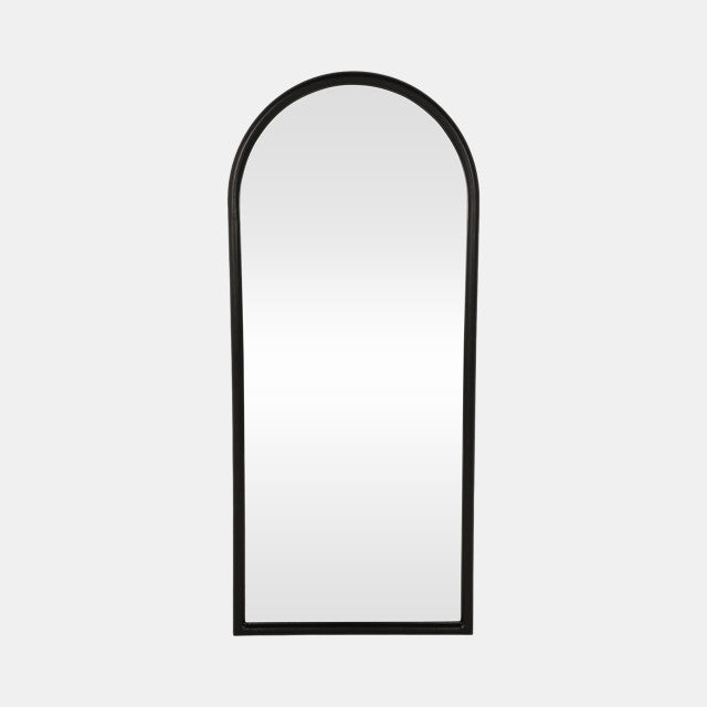 Thick Frame Arched Leaner Mirror, Black