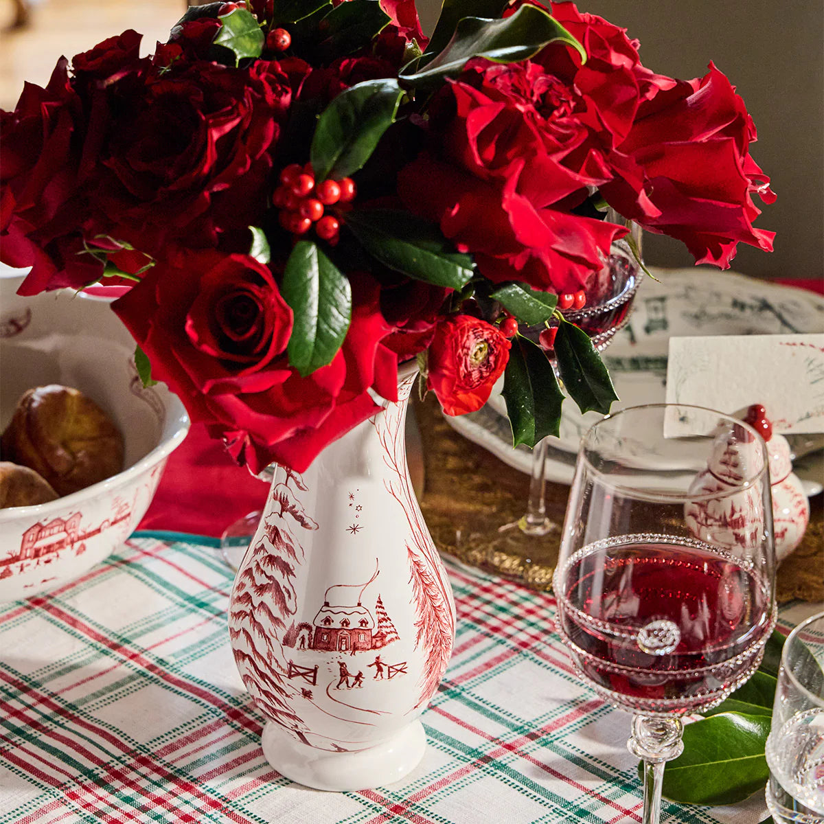 Country Estate Winter Frolic 9" Vase - Ruby