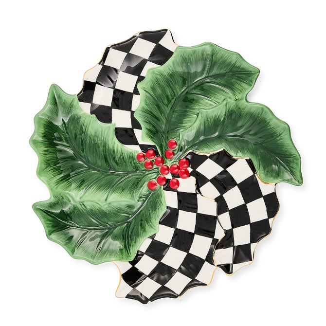Holly Leaf Ceramic Serving Platter