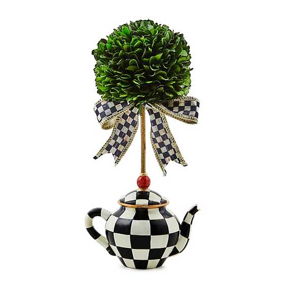 Courtly Check Teapot Boxwood Topiary