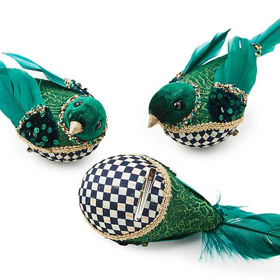Emerald Luxe Bird Clips, Set of 3