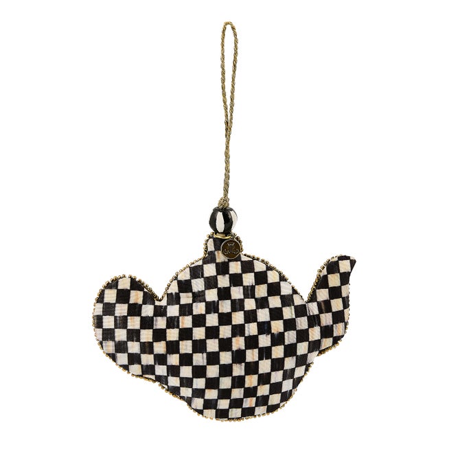 Courtly Check Teapot Beaded Ornament
