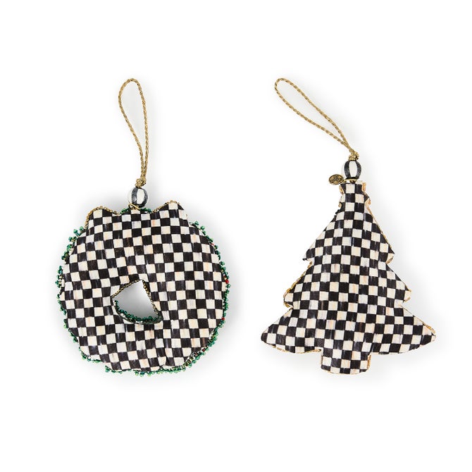 Holiday Beaded Wreath & Tree Ornaments, Set of 2