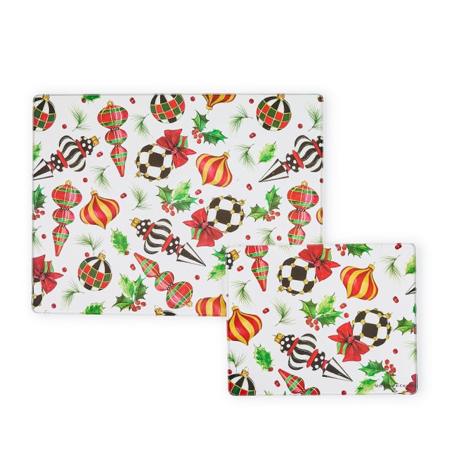 Deck the Halls Glass Cutting Board, Set of 2