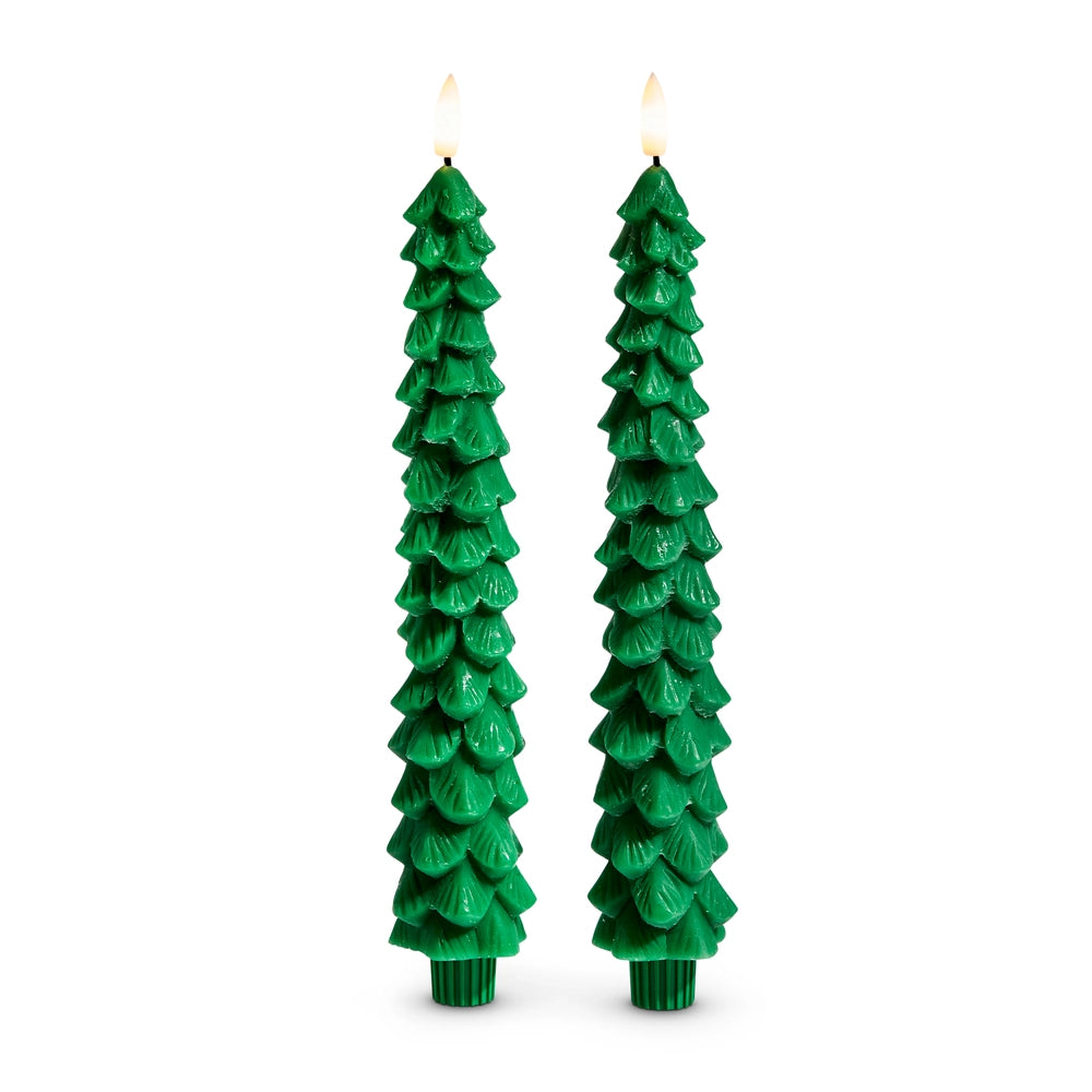 Green Tree Taper Candles 10.5"