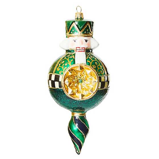 Emerald Luxe Nutcracker Reflector Glass Ornament
