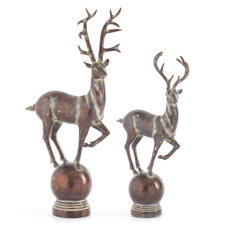 Small Whitewashed Brown Resin Deer on Ball