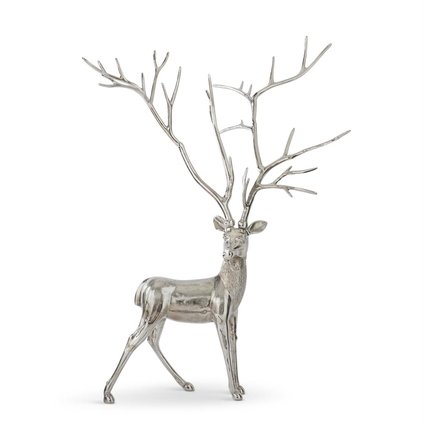 Silver Metal Standing Deer 58 Inch