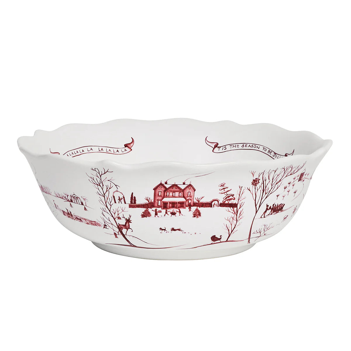 Country Estate Winter Frolic 11" Serving Bowl - Ruby