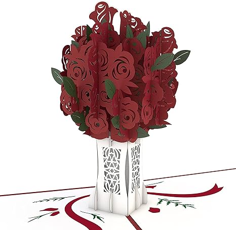 Red Rose Arrangement Classic Pop Up Card