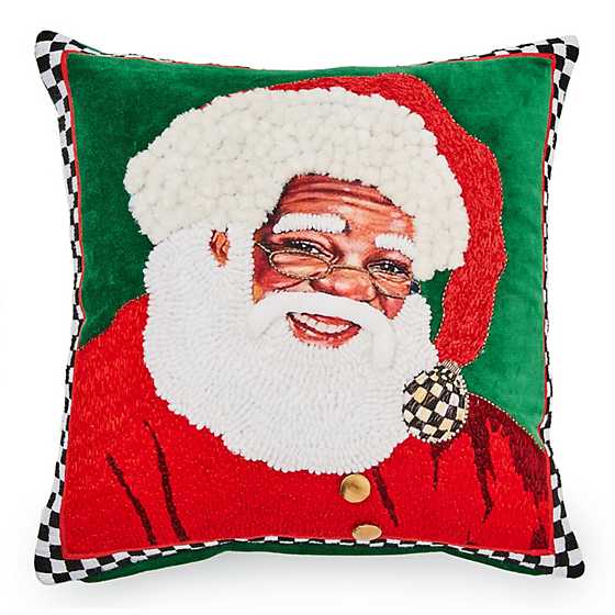 Joyful Black Santa Throw Pillow
