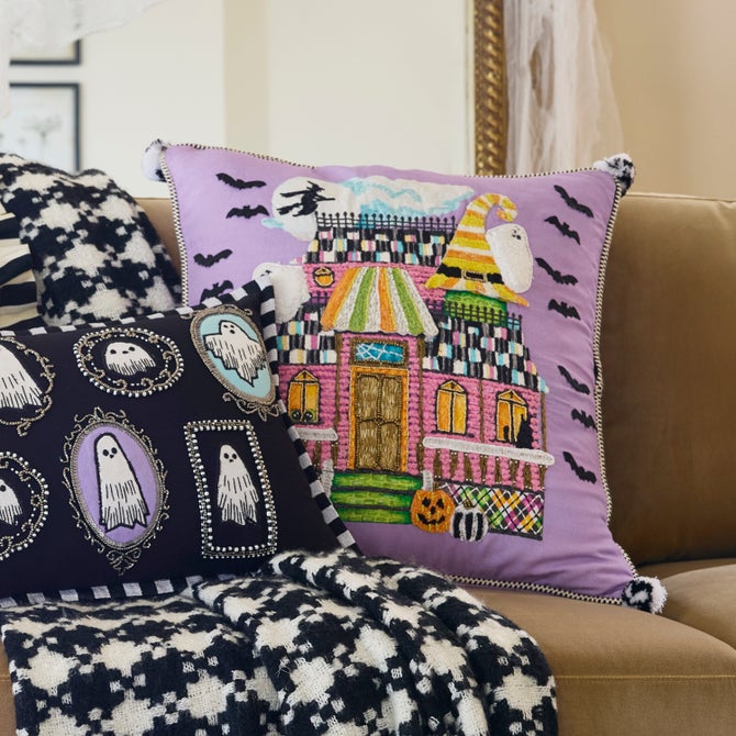Trick or Treat House Throw Pillow