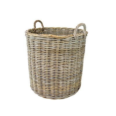 Grey Round Rattan Baskets Set of 2