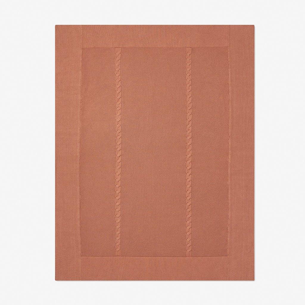 Rust Cable Garter Knit Baby Blanket
