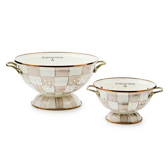 Mocha Check Small Colander