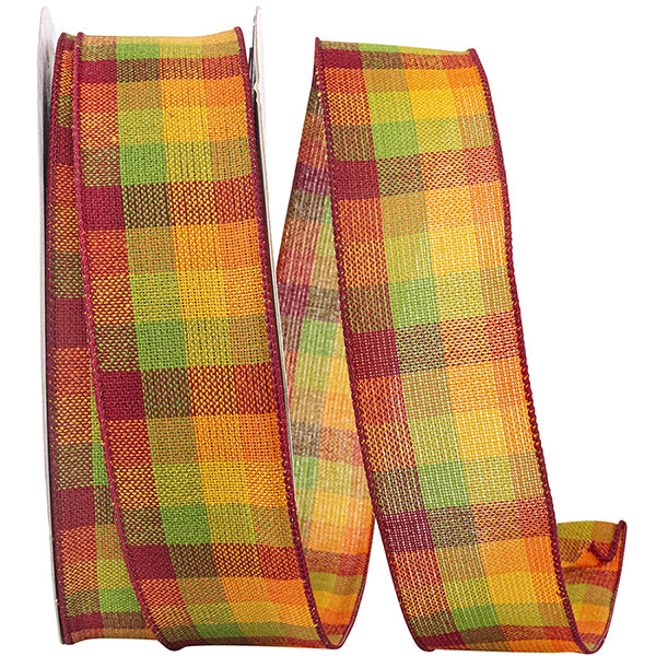 Fall Check Wired Edge Ribbon