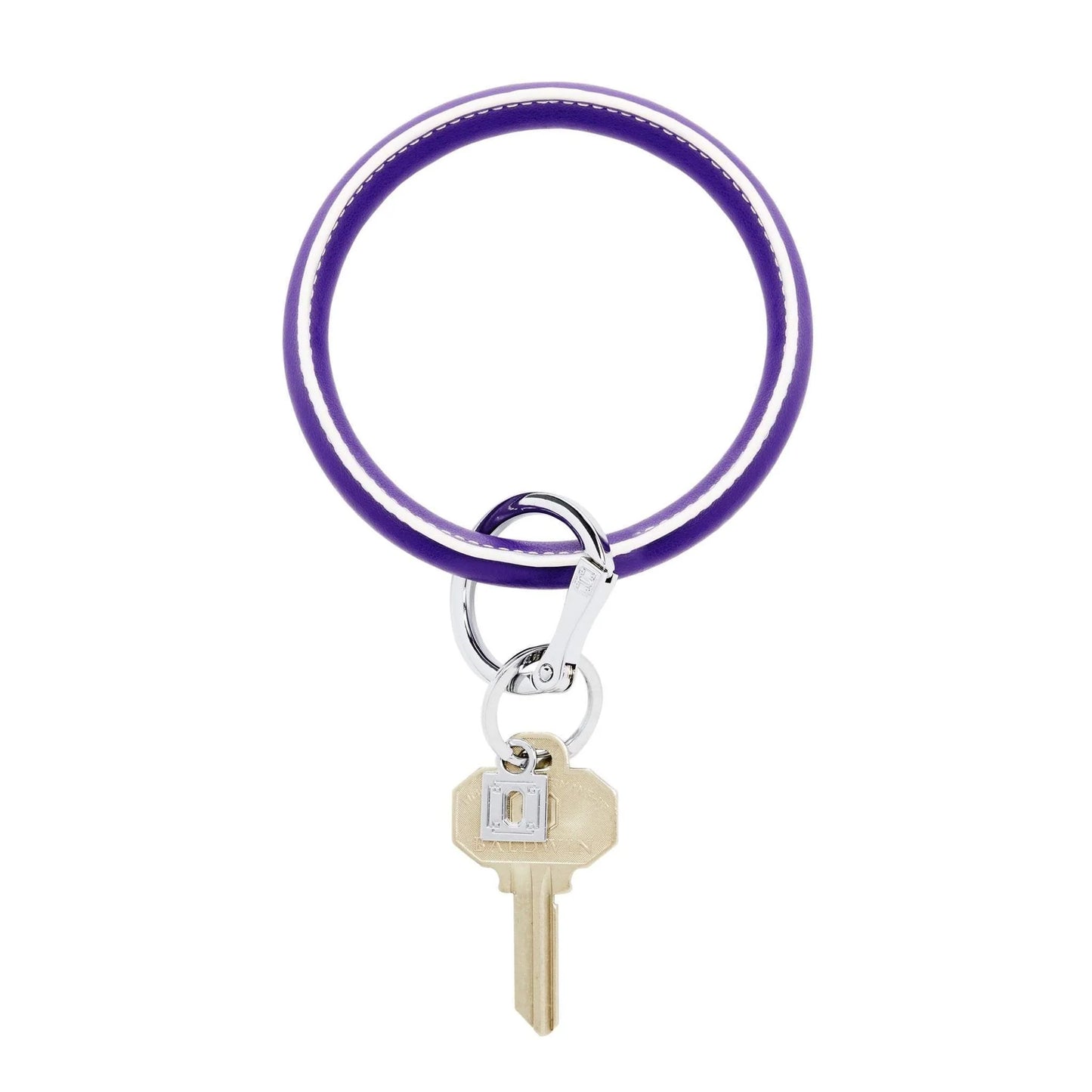 Leather Big O Key Ring, Deep Purple