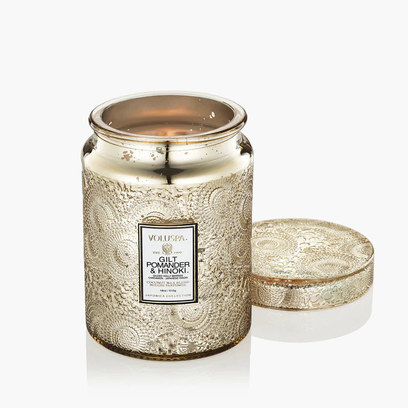 Gilt Pomander & Hinoki Large Glass Jar