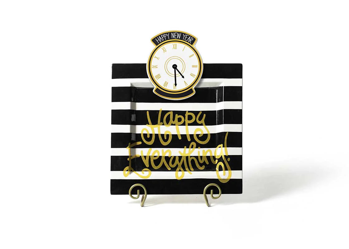 Black Stripe Big Happy Everything! Square Platter