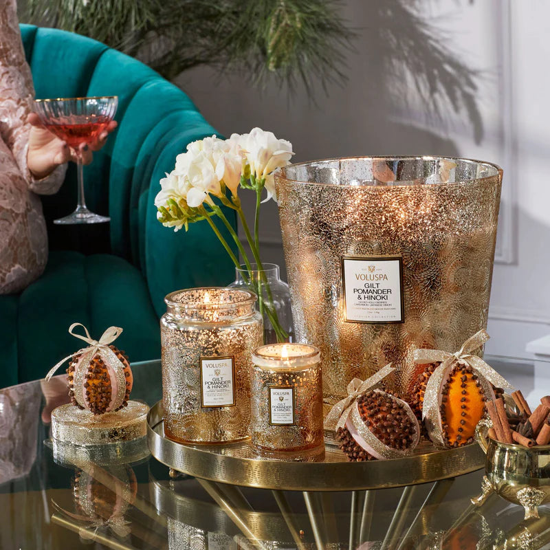 Gilt Pomander & Hinoki Large Glass Jar
