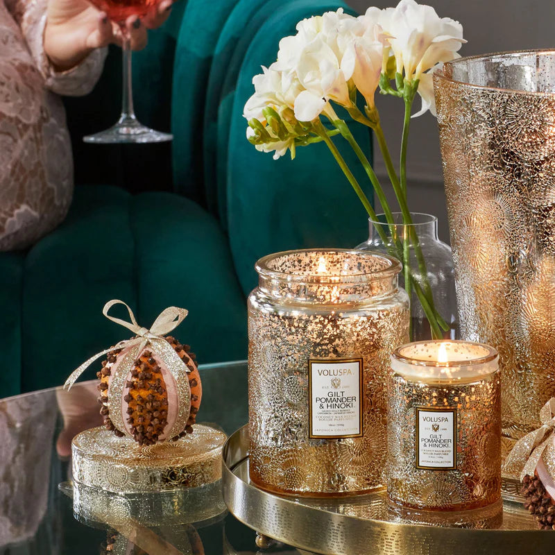 Gilt Pomander & Hinoki Small Glass Jar
