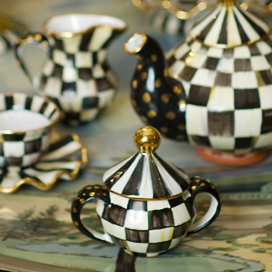 Courtly Check Ceramic Sugar Bowl with Lid