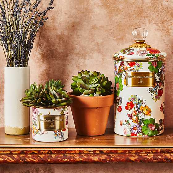 White Flower Market Large Canister