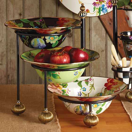 White Flower Market Serving Bowl