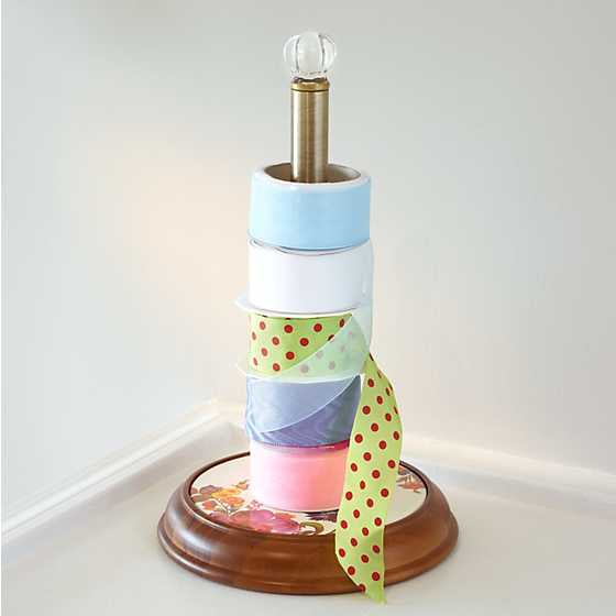 White Flower Market Wood Paper Towel Holder