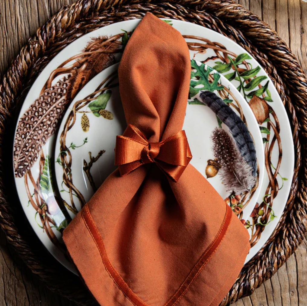 Velvet Trim Pumpkin Napkin