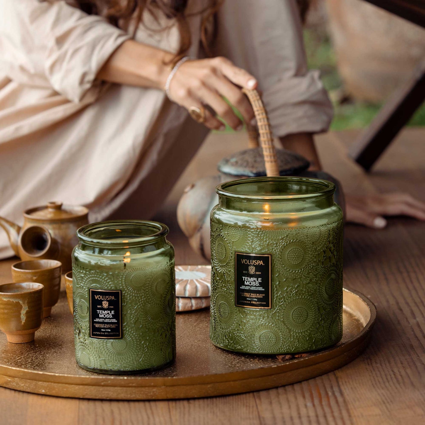 Temple Moss Embossed Small Jar Candle