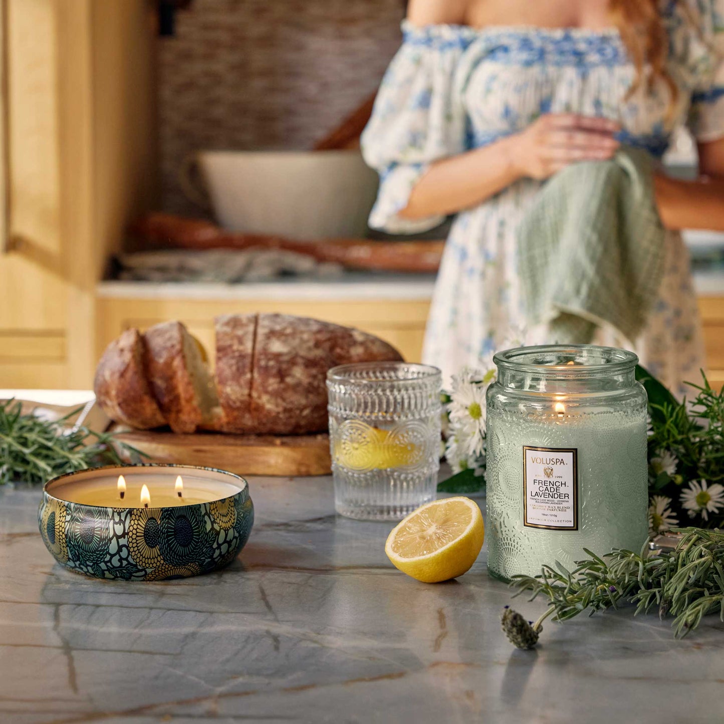 French Cade Lavender Large Glass Jar Candle