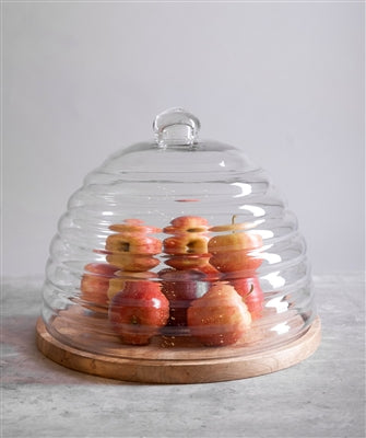 Mongo Wood & Glass Round Hive Food Dome