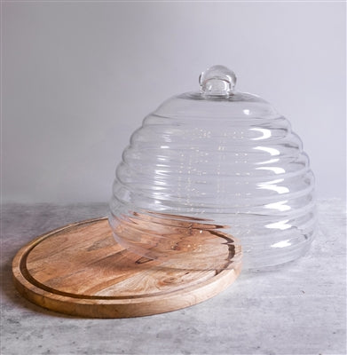 Mongo Wood & Glass Round Hive Food Dome