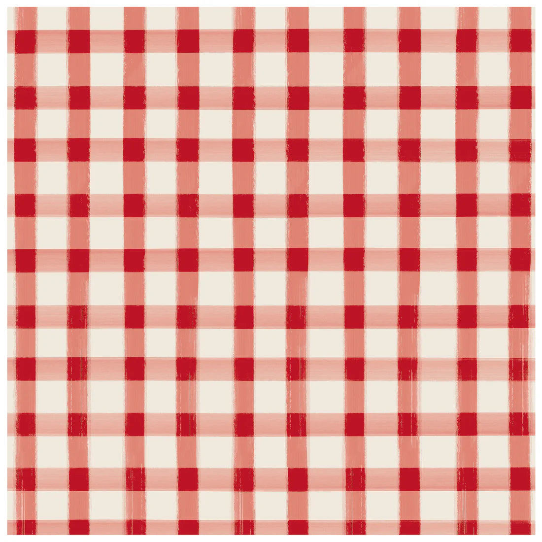 Red Painted Check Cocktail Napkins