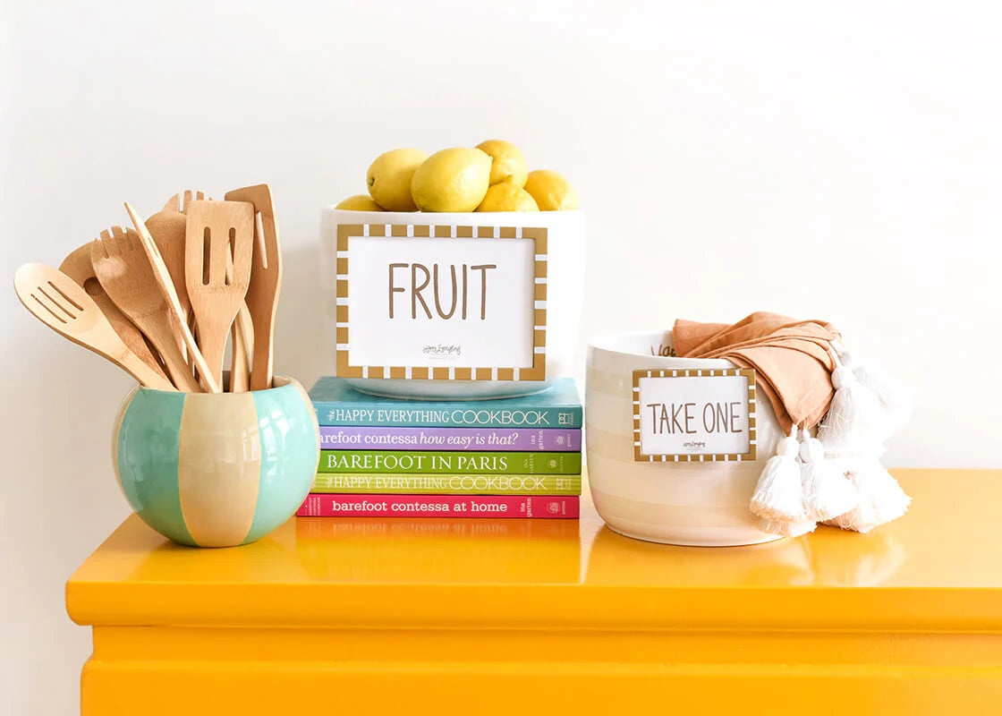 White Stripe Mini Happy Everything! Bowl