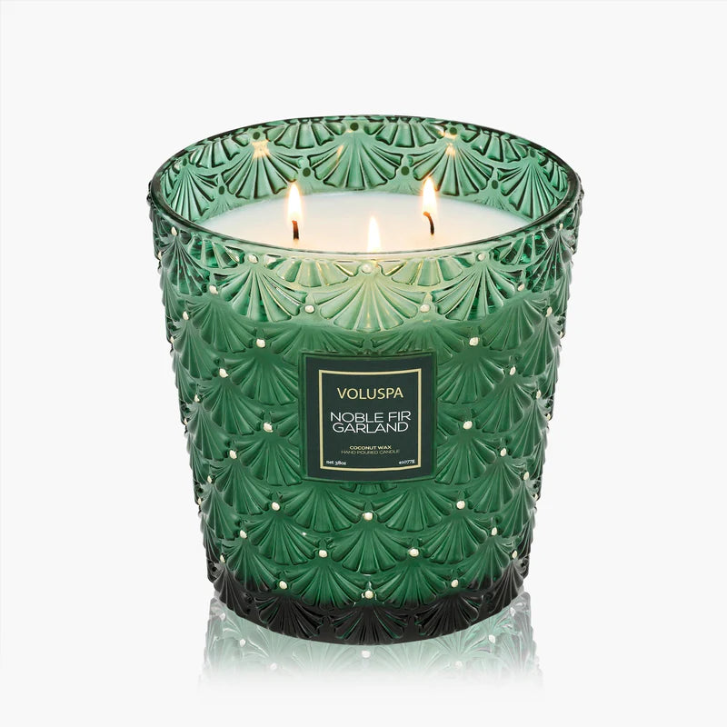 Noble Fir Garland 3 Wick Hearth Candle