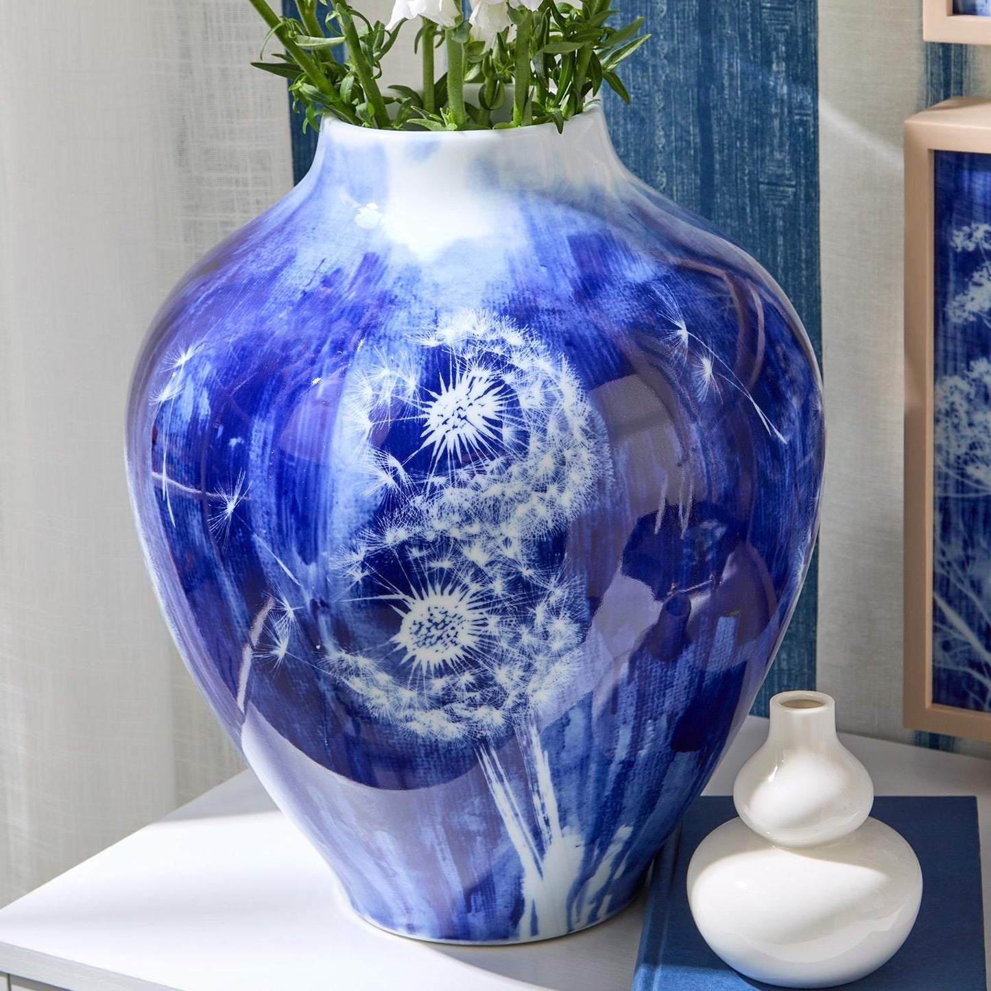 Hand Painted Dandelions Vase 14"