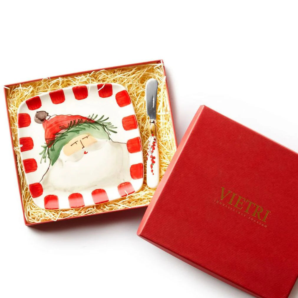 Old St. Nick Square Plate w/ Spreader