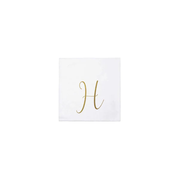 Papersoft Napkins Gold Monogram Cocktail Napkins - H