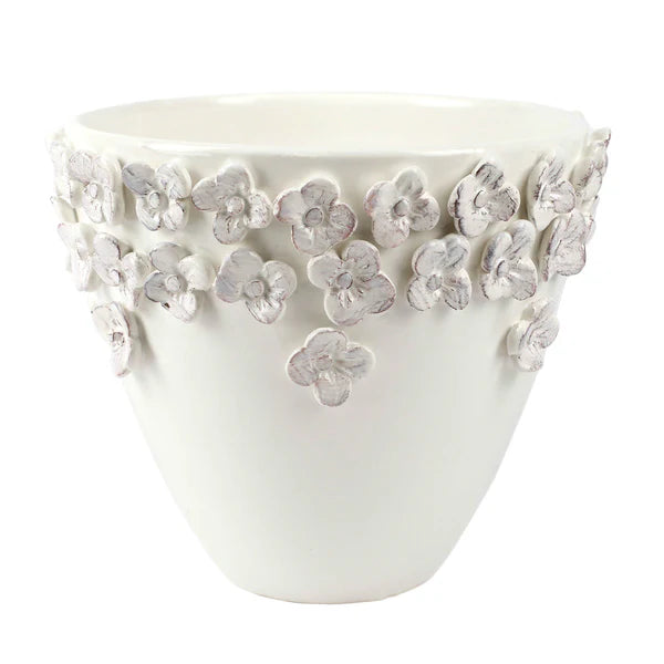 White Rustic Garden Medium Cachepot