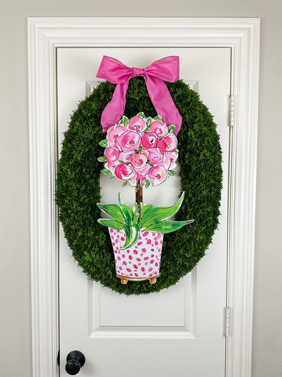 Pink Rose PVC Door Hanger