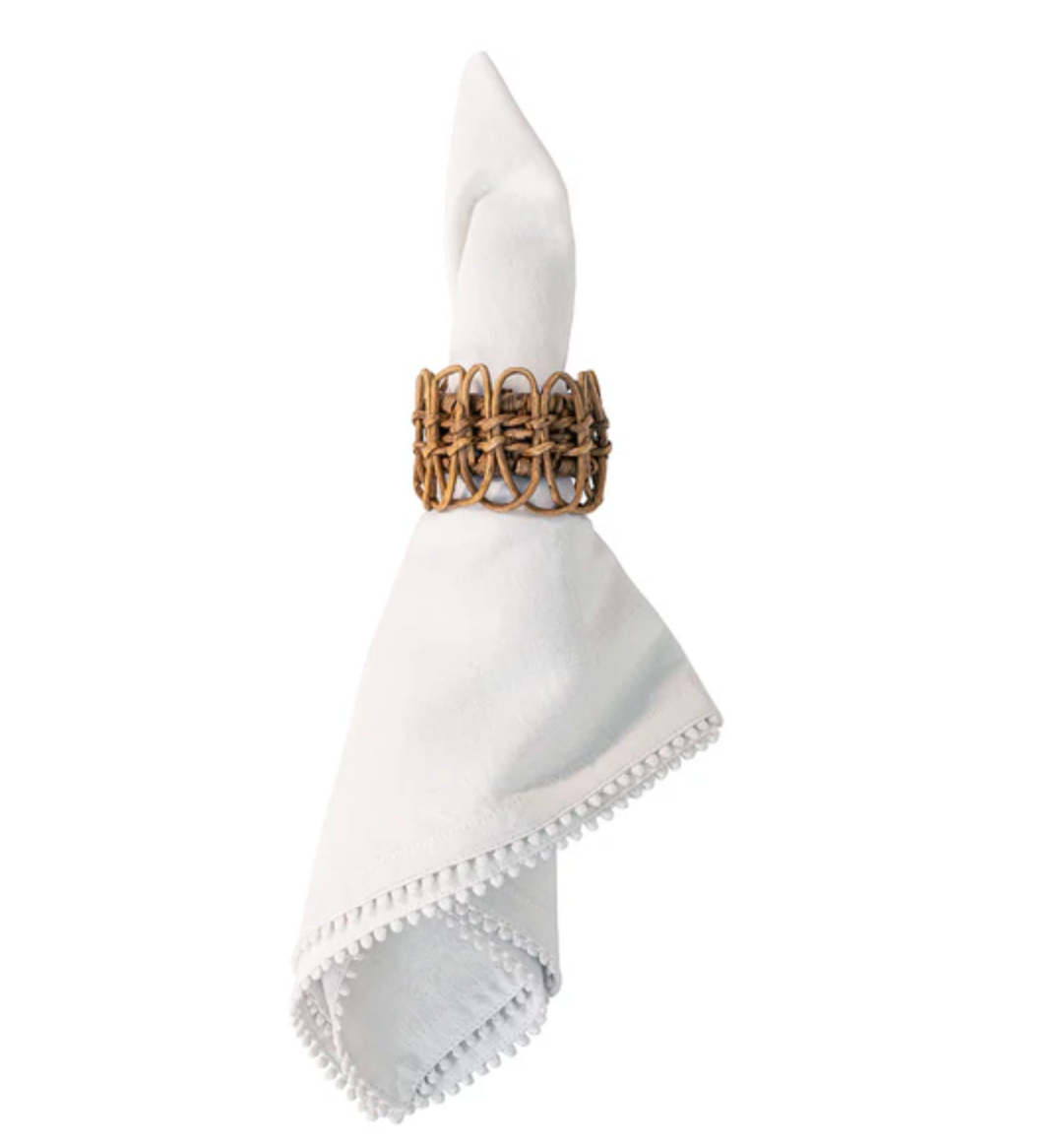 Berry Trim Napkin - White