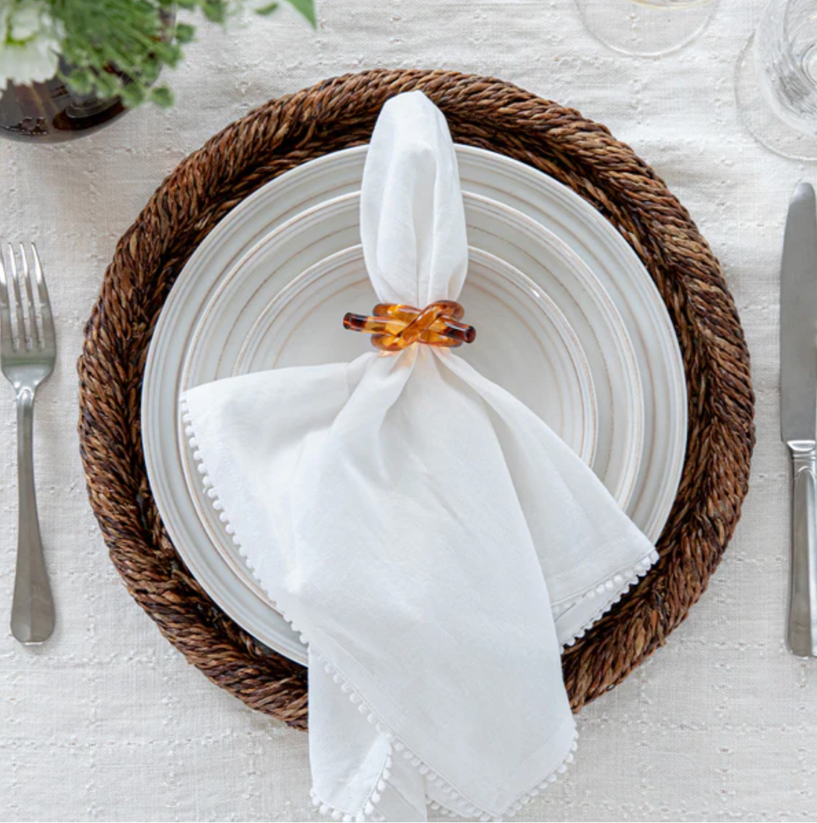 Berry Trim Napkin - White