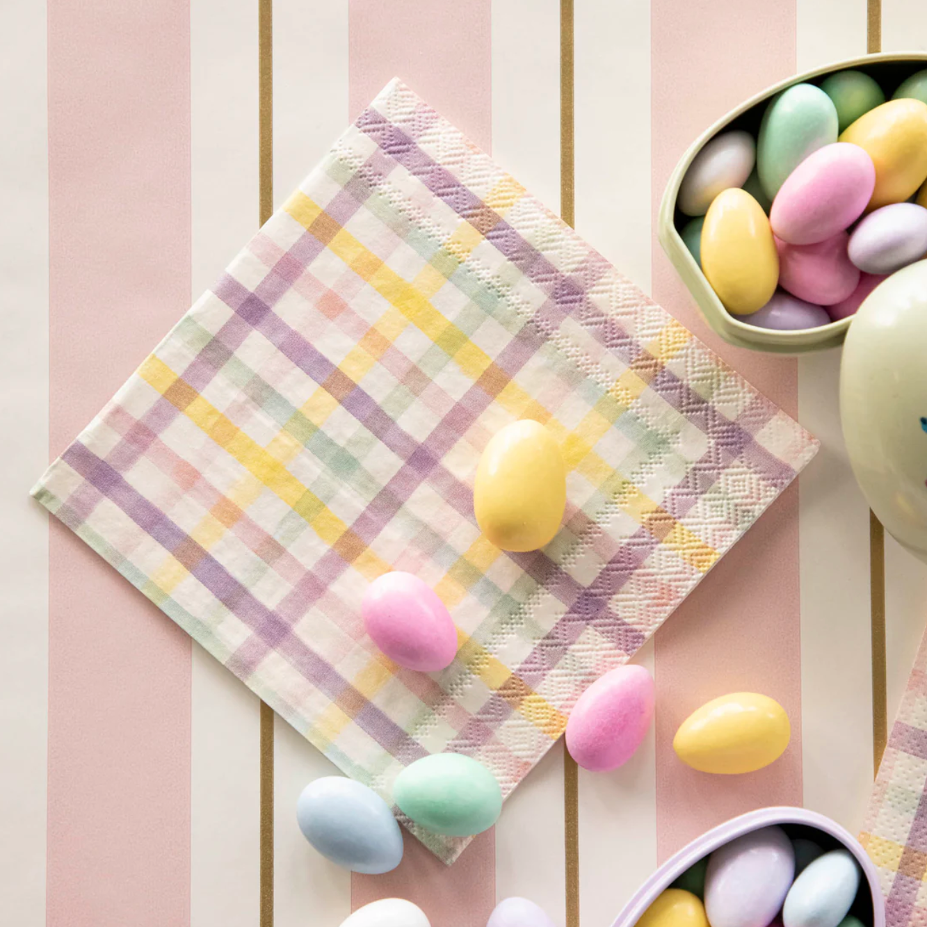 Spring Plaid Cocktail Napkin