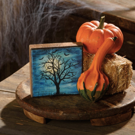 Haunted Tree Block Sign
